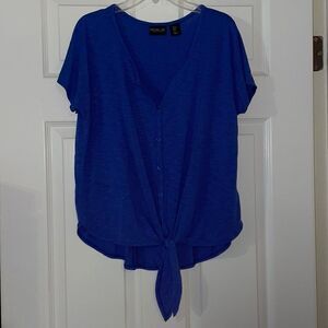 Rachel Zoe Royal Blue Button Up Tie Front Top